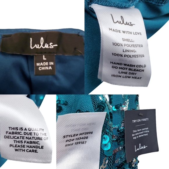 Lulu's Womens Sleeveless Teal Green Sequin Lace Up Mini Dress Size L NWT - Picture 7 of 7